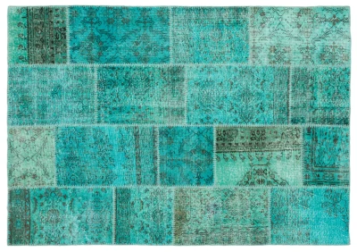 patchwork vloerkleed turquoise nr.20651 230cm x 161cm 